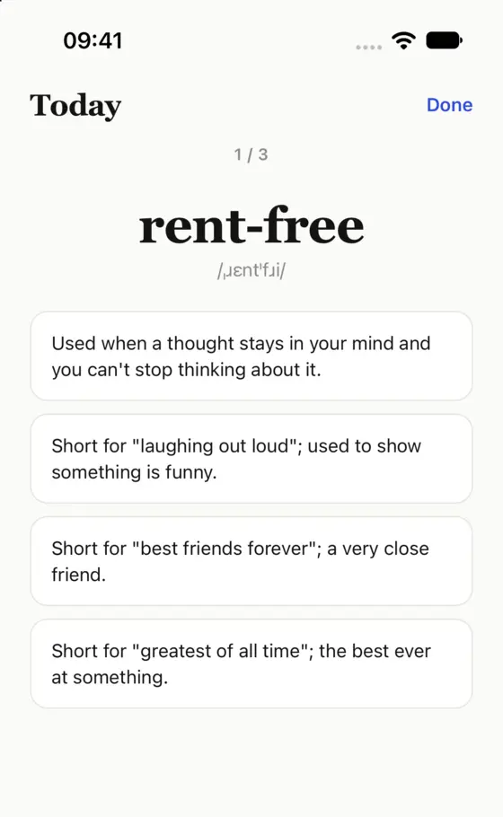 A lesson question: pick the meaning of rent-free
