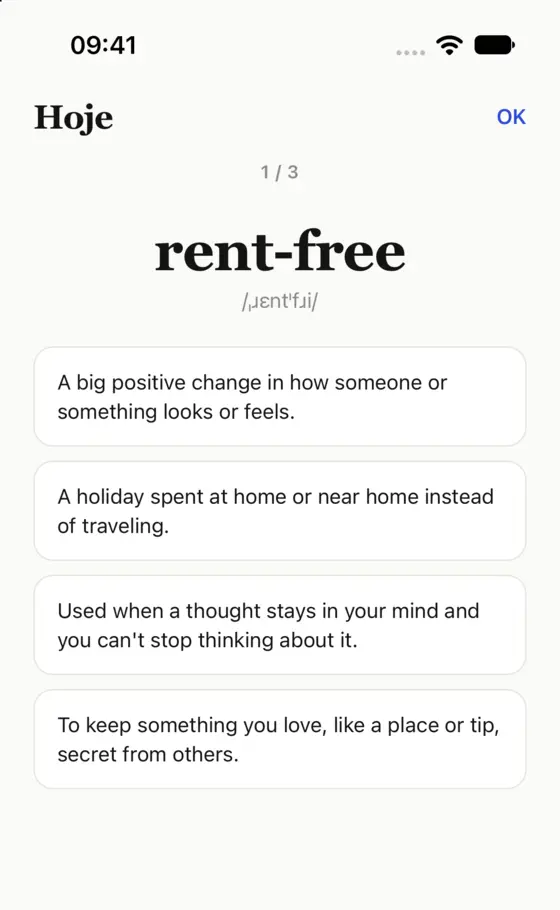 Uma pergunta da lição: escolha o significado de rent-free